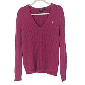 Ralph Lauren Sport Womens Cable Knit Sweater Size XL Tennis Old Money Preppy